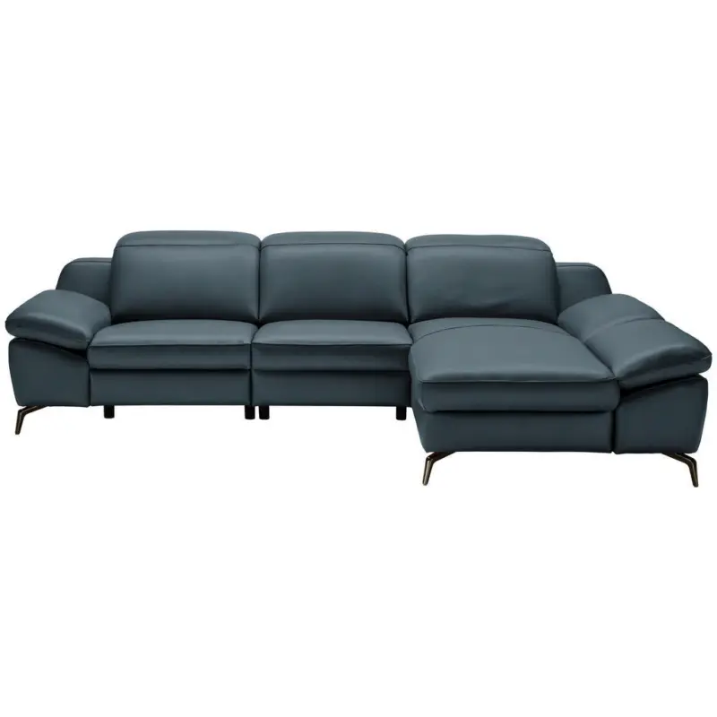 Ecksofa in Echtleder Dunkelblau 286/183 cm