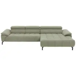 Ecksofa in Webstoff Gr&uuml;n 329/190 cm