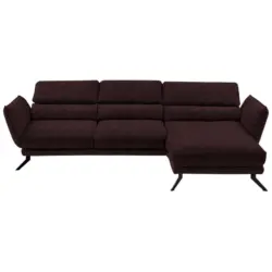 Ecksofa Valdera in Velours Dunkelbraun 283/153 cm