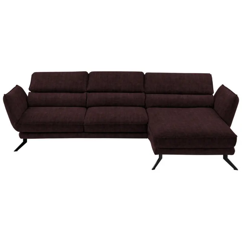 Ecksofa Valdera in Velours Dunkelbraun 283/153 cm