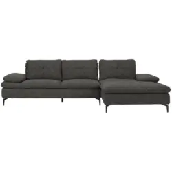 Ecksofa in Velours Dunkelgrau 301/179 cm
