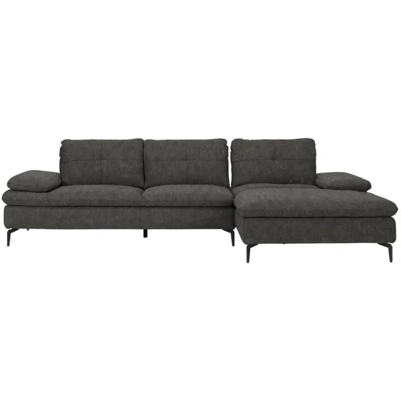 Ecksofa in Velours Dunkelgrau 301/179 cm