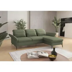 Ecksofa in Flachgewebe Olivgr&uuml;n 264/198 cm