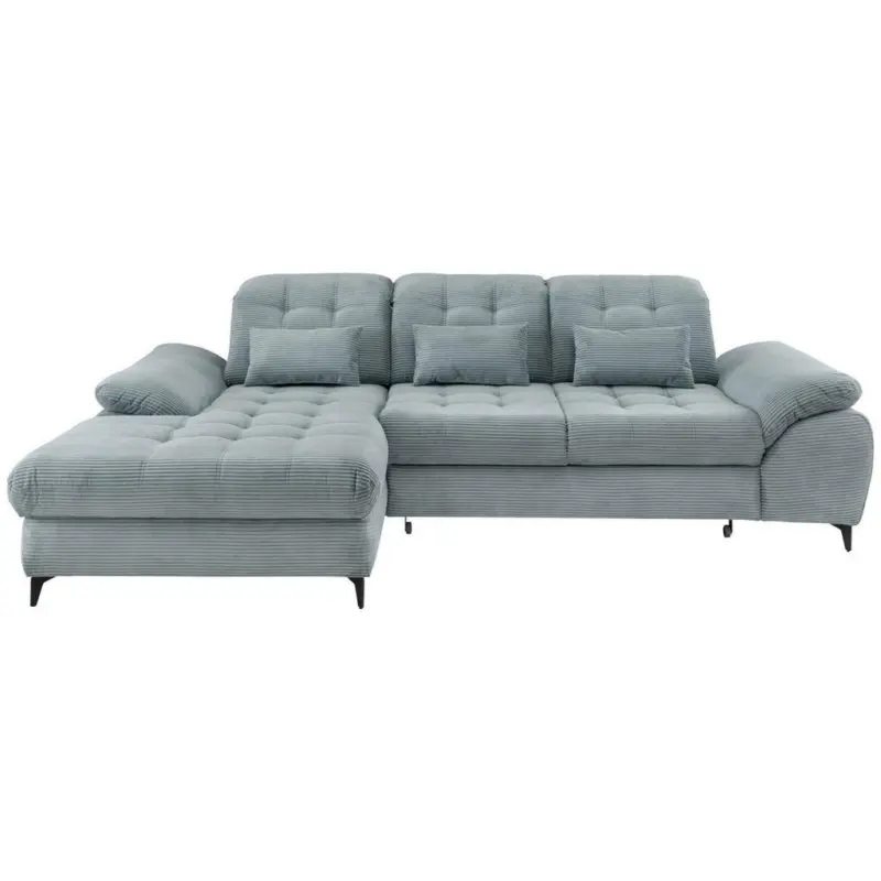Eckschlafsofa in Cord Hellblau