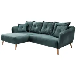 Ecksofa in Velours Blau 162/277 cm