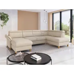 Wohnlandschaft Glendale E in Chenille Sandfarben