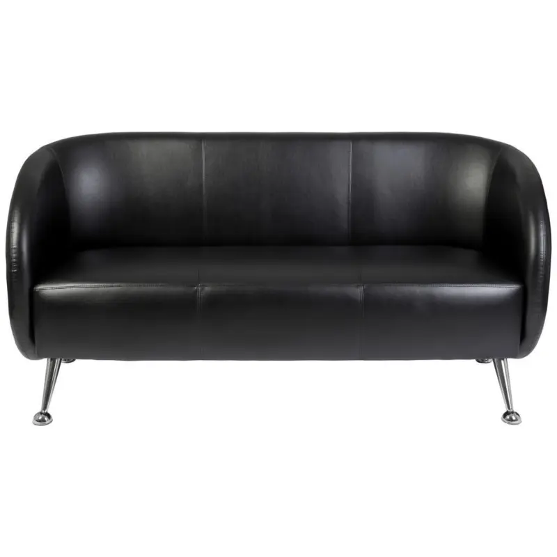 3-Sitzer-Sofa in Lederlook Schwarz