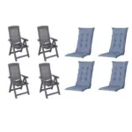 XXXLutz Lauterach - Ihr M&ouml;belhaus bei Bregenz Gartenstuhl-Set Kunststoff, Textil Anthrazit, Blau