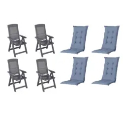 Gartenstuhl-Set Kunststoff, Textil Anthrazit, Blau