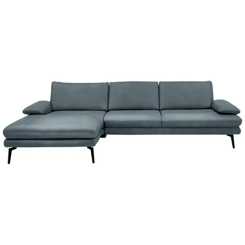 Ecksofa Beldomo Premium in Echtleder Grau