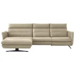 Ecksofa in Echtleder Ecru 169/298 cm
