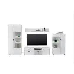 Wohnwand 4-teilig in Schwarz, Wei&szlig; 320/180/42 cm