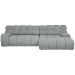 Ecksofa in Webstoff Hellgrau 297/180 cm