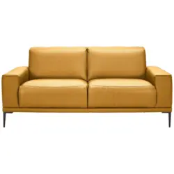 2-Sitzer-Sofa in Echtleder Currygelb