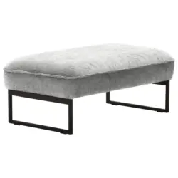 Hockerbank in Textil Hellgrau