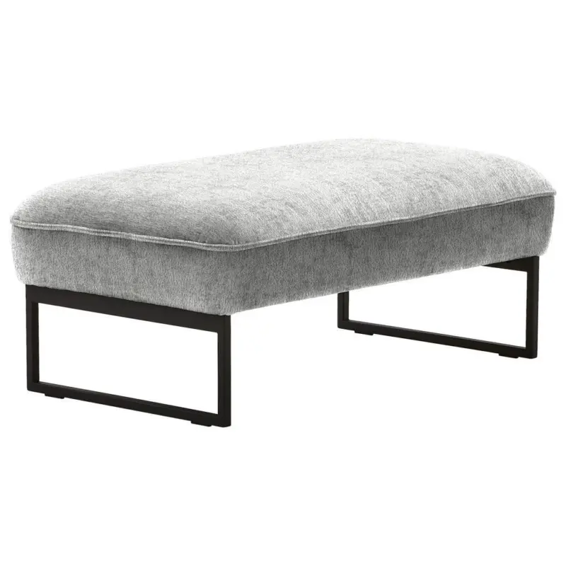 Hockerbank in Textil Hellgrau