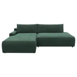 Eckschlafsofa Prag in Cord Dunkelgr&uuml;n