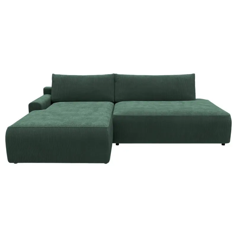 Eckschlafsofa Prag in Cord Dunkelgr&uuml;n