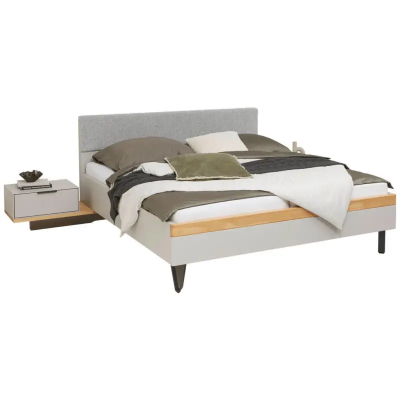 Bettanlage 180/200 cm in Hellgrau, Wildeiche