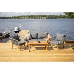 Loungegarnitur 4-teilig Akazie Aluminium