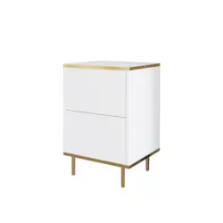 Nachttisch 40/60/35 cm in Wei&szlig;, Goldfarben