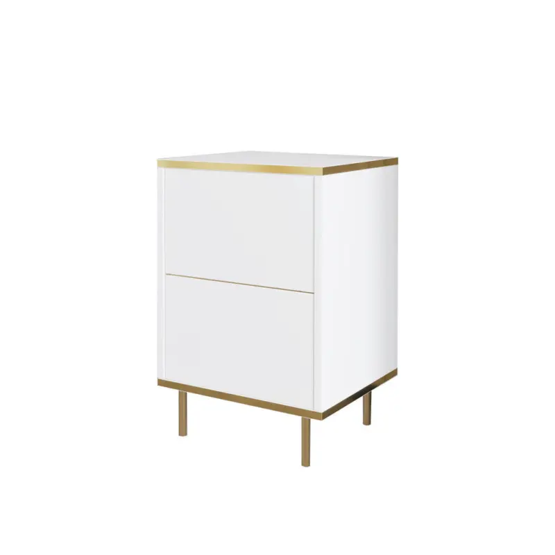 Nachttisch 40/60/35 cm in Wei&szlig;, Goldfarben