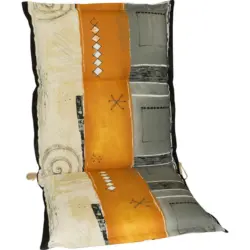 Sesselauflage in Grau, Naturfarben, Orange Streifen