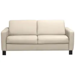 Schlafsofa Aruba in Lederlook Kombination Echtleder/Lederlook Beige