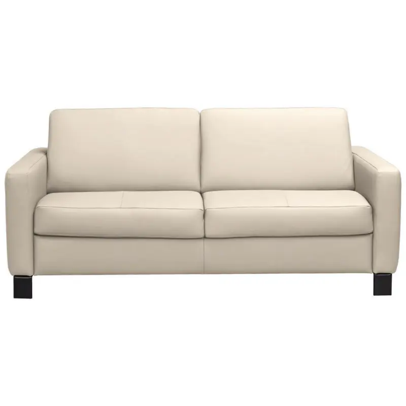 Schlafsofa Aruba in Lederlook Kombination Echtleder/Lederlook Beige