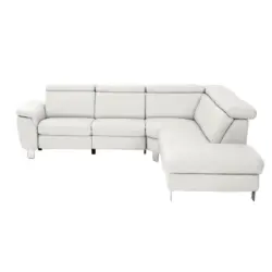 Ecksofa in Echtleder Wei&szlig; 271/239 cm