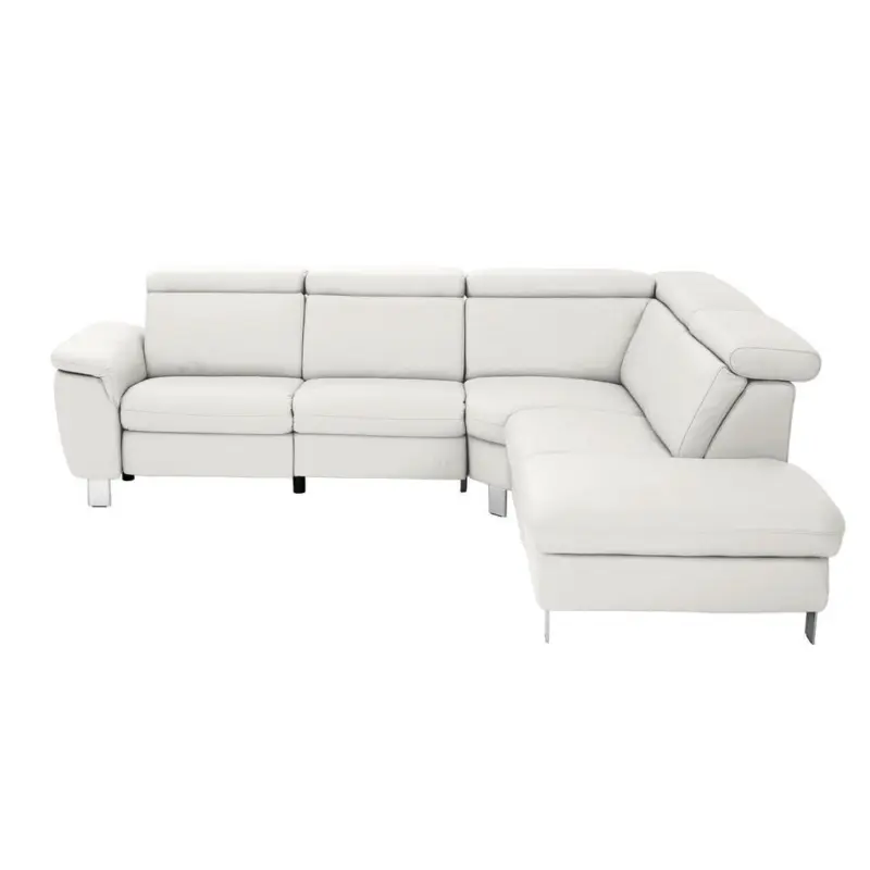 Ecksofa in Echtleder Wei&szlig; 271/239 cm