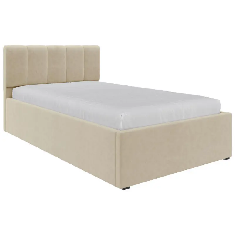 Polsterbett Lattenrost, Bettkasten Creme 120/200 cm