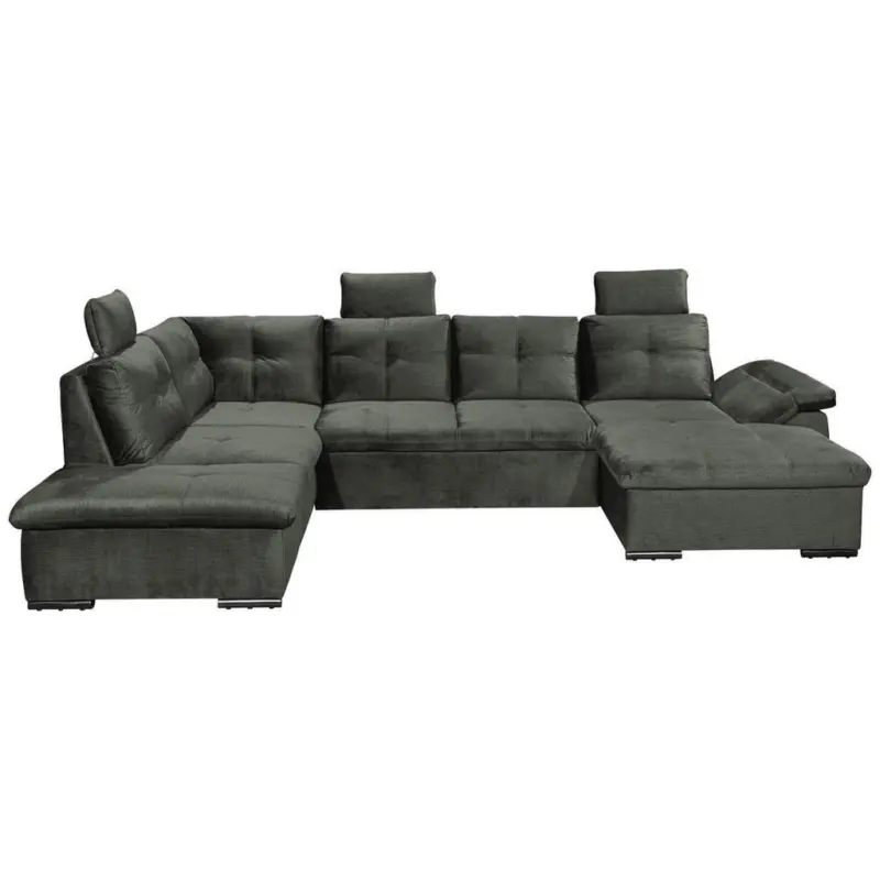 Wohnlandschaft in Mikrovelours Dunkelgr&uuml;n