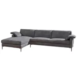 Ecksofa in Webstoff Grau 176/296 cm