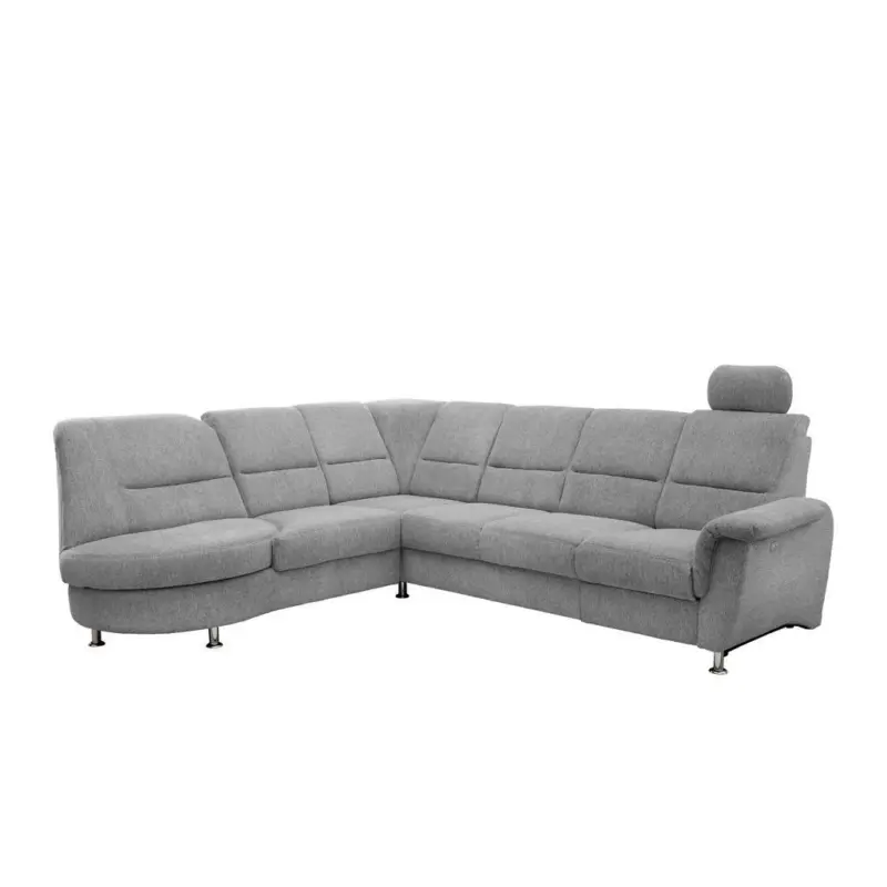 Ecksofa in Chenille Silberfarben 236/275 cm