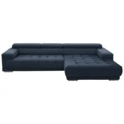 Ecksofa in Mikrofaser Blau 335/190 cm