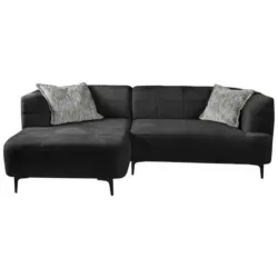 Ecksofa in Struktur Dunkelgr&uuml;n 158/247 cm