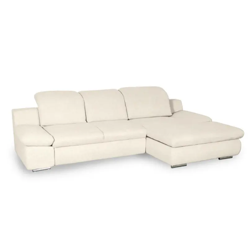 Ecksofa in Chenille Creme 286/165 cm