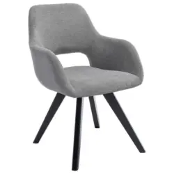 Armlehnstuhl in Holz, Textil Hellgrau