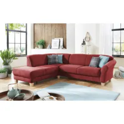 Ecksofa in Flachgewebe Rot 212/257 cm