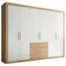 Dreht&uuml;renschrank in Wei&szlig;, Eichefarben