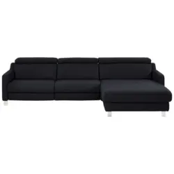 Ecksofa in Echtleder Schwarz 291/176 cm