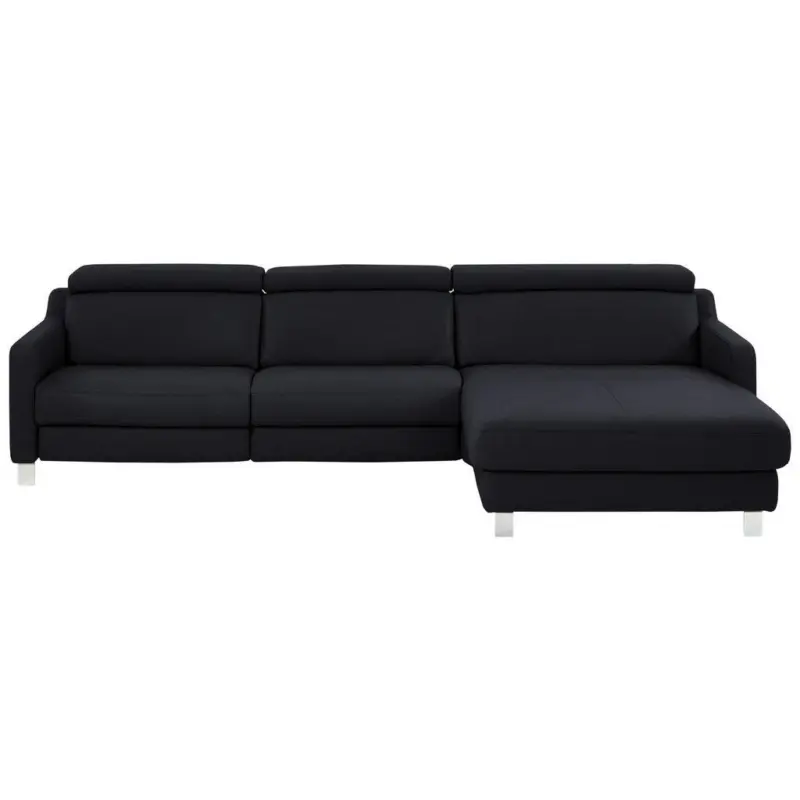 Ecksofa in Echtleder Schwarz 291/176 cm