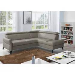 Ecksofa in Lederlook Echtleder Schlammfarben 244/199 cm