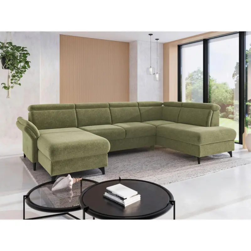 Wohnlandschaft Glendale E in Flachgewebe Hellgr&uuml;n