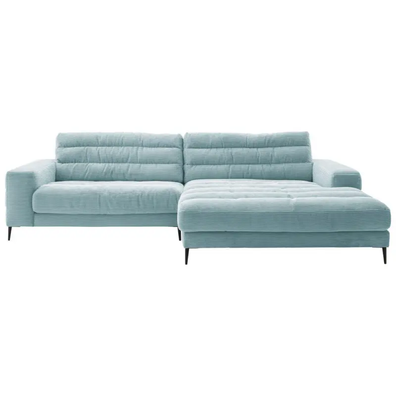 Ecksofa in Cord Hellblau 296/207 cm