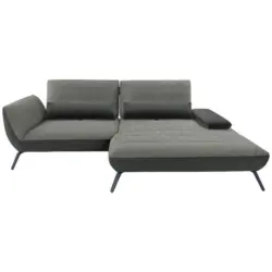 Ecksofa in Webstoff Grau 273/191 cm