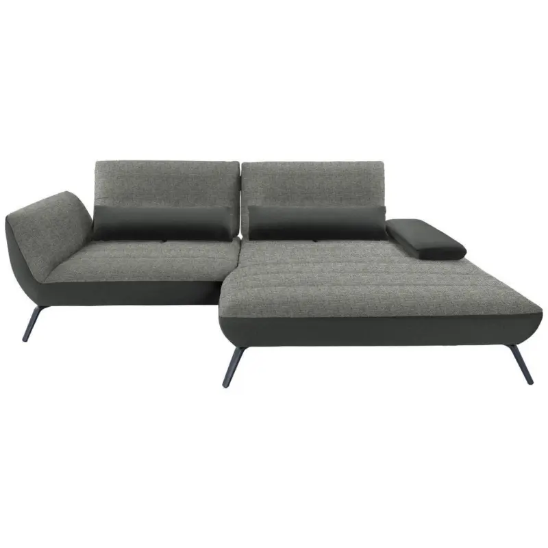 Ecksofa in Webstoff Grau 273/191 cm