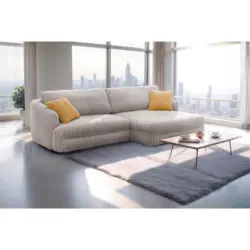 Ecksofa Lush in Cord Hellbraun 284/161 cm