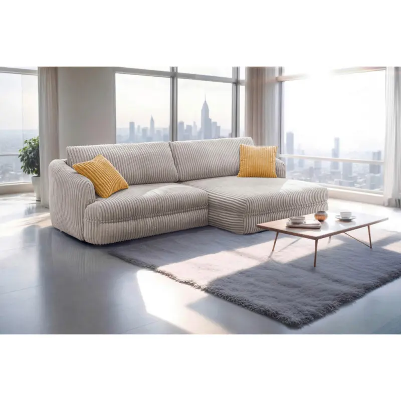 Ecksofa Lush in Cord Hellbraun 284/161 cm